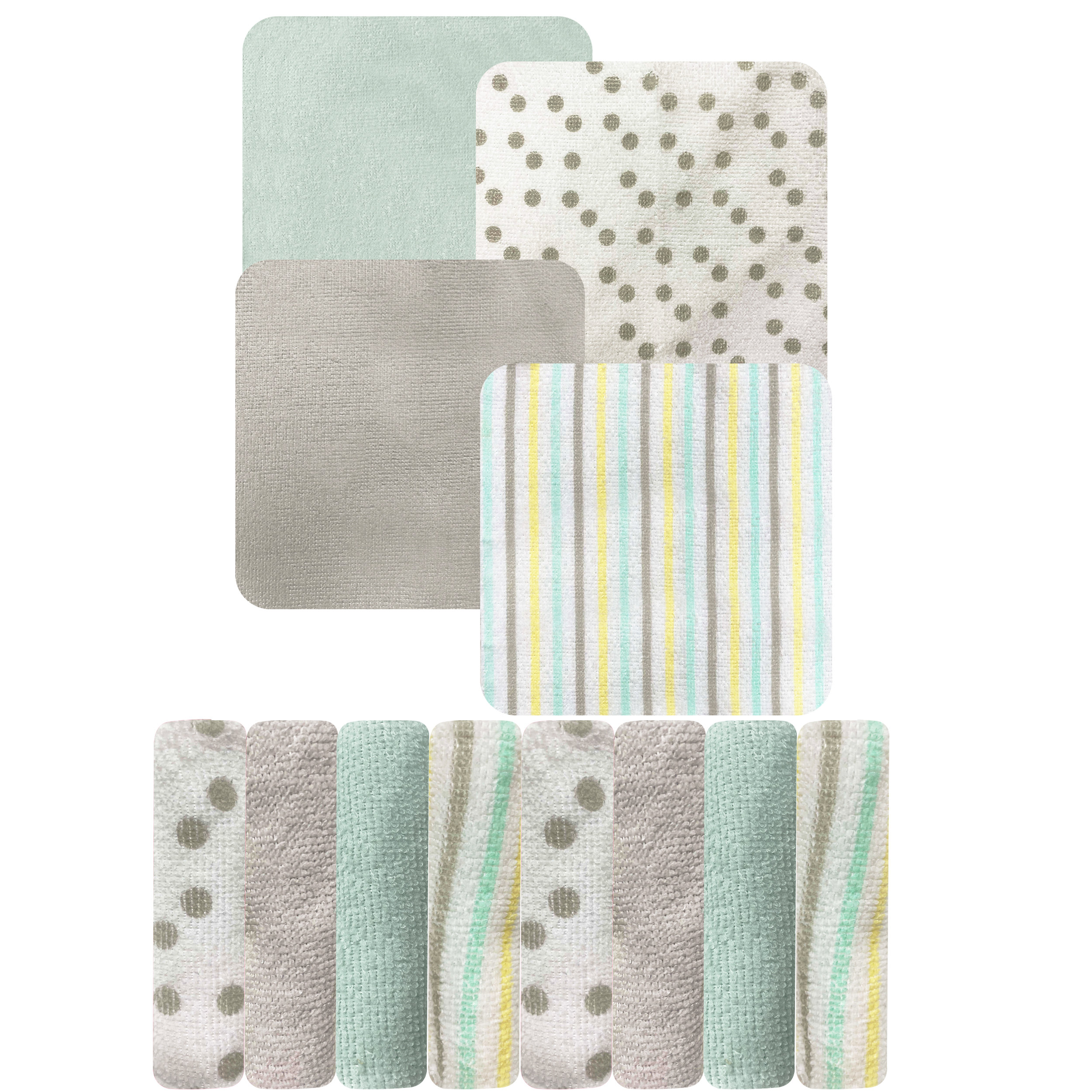 Baby Kiss 8 Pk Washcloth Lines & Solids Mint/Grey Wayfair