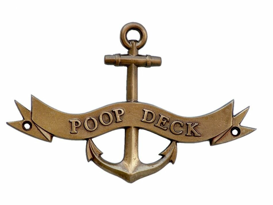 Beach Theme Funny Wall Decoration Poop Deck Sign The Metal Foundry Nautical Bathroom Décor Accessories Brass Plaque