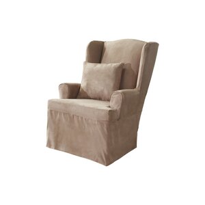Soft Suede T-Cushion Wingback Slipcover