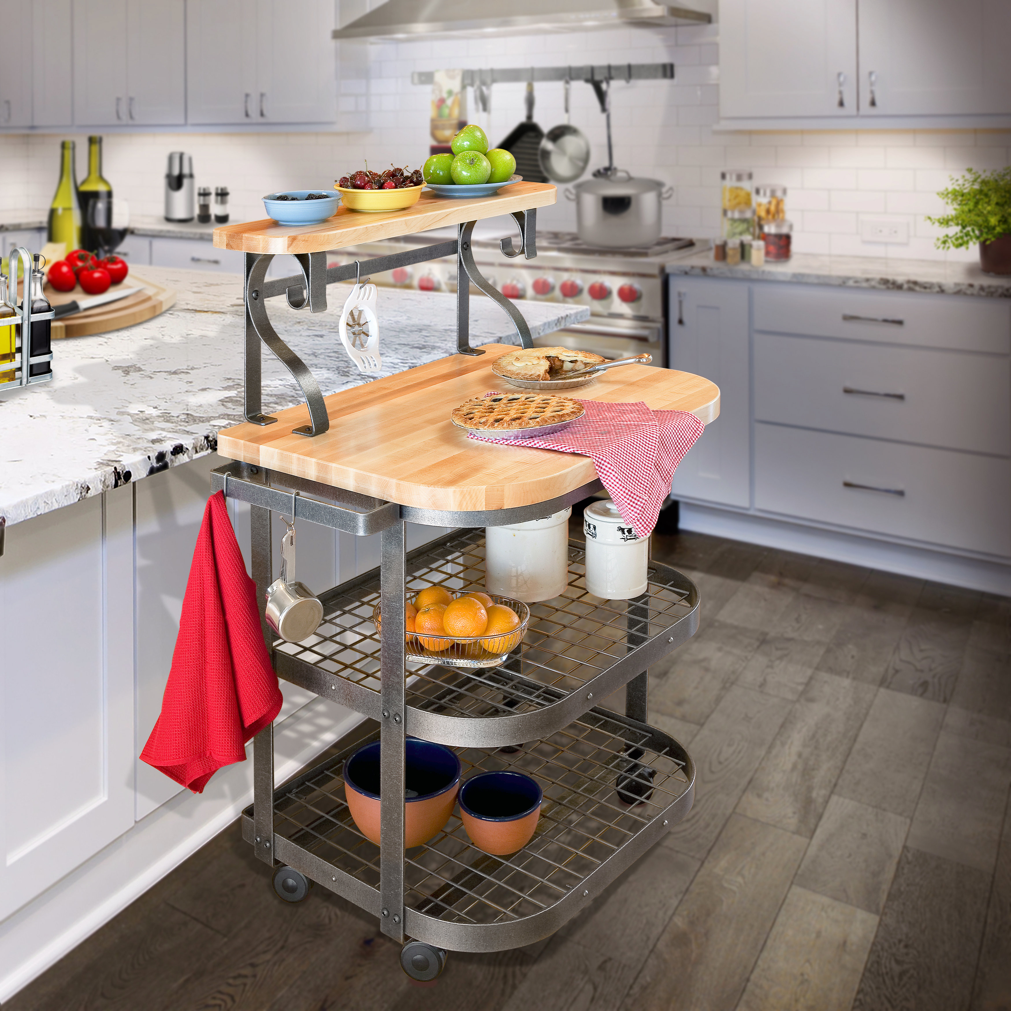Premier Kitchen Cart With Butcher Block Top Premier Kitchen Cart With Butcher Block Top