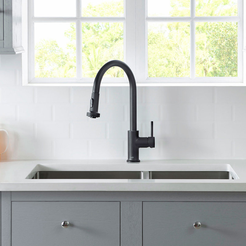 Kibi Usa Casa Pull Down Single Handle Kitchen Faucet With Soap Dispenser Reviews Wayfair