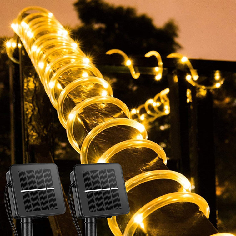 100 LED 32ft Solar Rope Tube Lights Waterproof String Light Outdoor Garden Lamp 