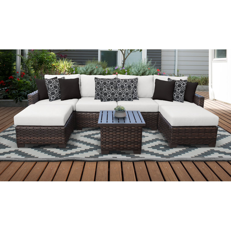 Kathy Ireland Homes Gardens By Tk Classics River Brook 7 Piece Outdoor Wicker Patio Furniture Set 07a Reviews Wayfair