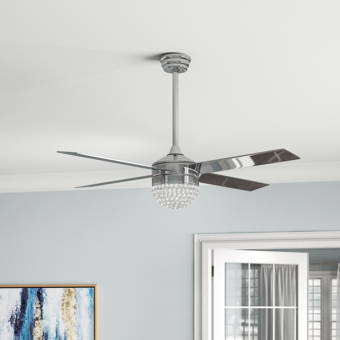 Orren Ellis 52 Tibuh Punched Metal Crystal 5 Blade Ceiling Fan