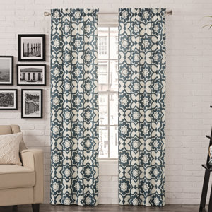 Burbach Geometric Semi-Sheer Rod Pocket Curtain Panels (Set of 2)