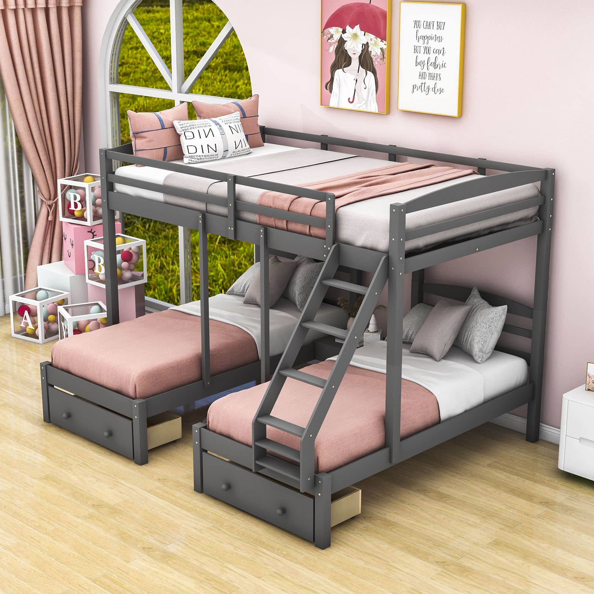 Harriet Bee Full Over Twin & Twin 3 Drawer Triple / Quad Bunk Bed Wayfair