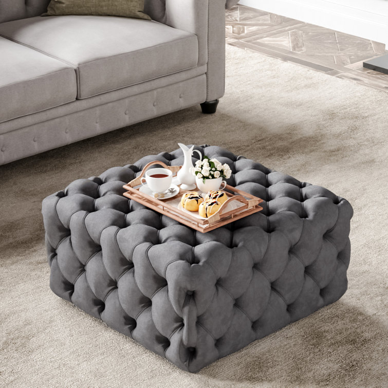 Square velvet ottoman clearance