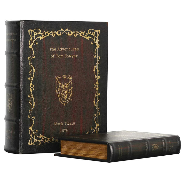 Faux Wood Set of 2 Storage Se ARTSSS Decorative Book Boxes Mark Twain Antique Book Invisible Box Faux Wood Set of 2 Storage Se ARTSSS Decorative Book Boxes Mark Twain Antique Book Invisible Box