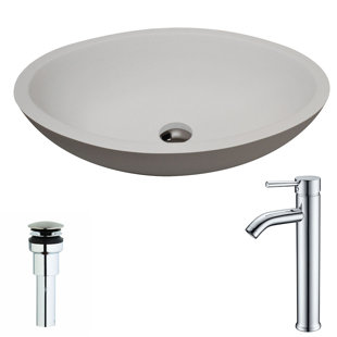 Go to store & view more images ANZZI Maine Stone Oval Vessel Bathroom Sink with Faucet