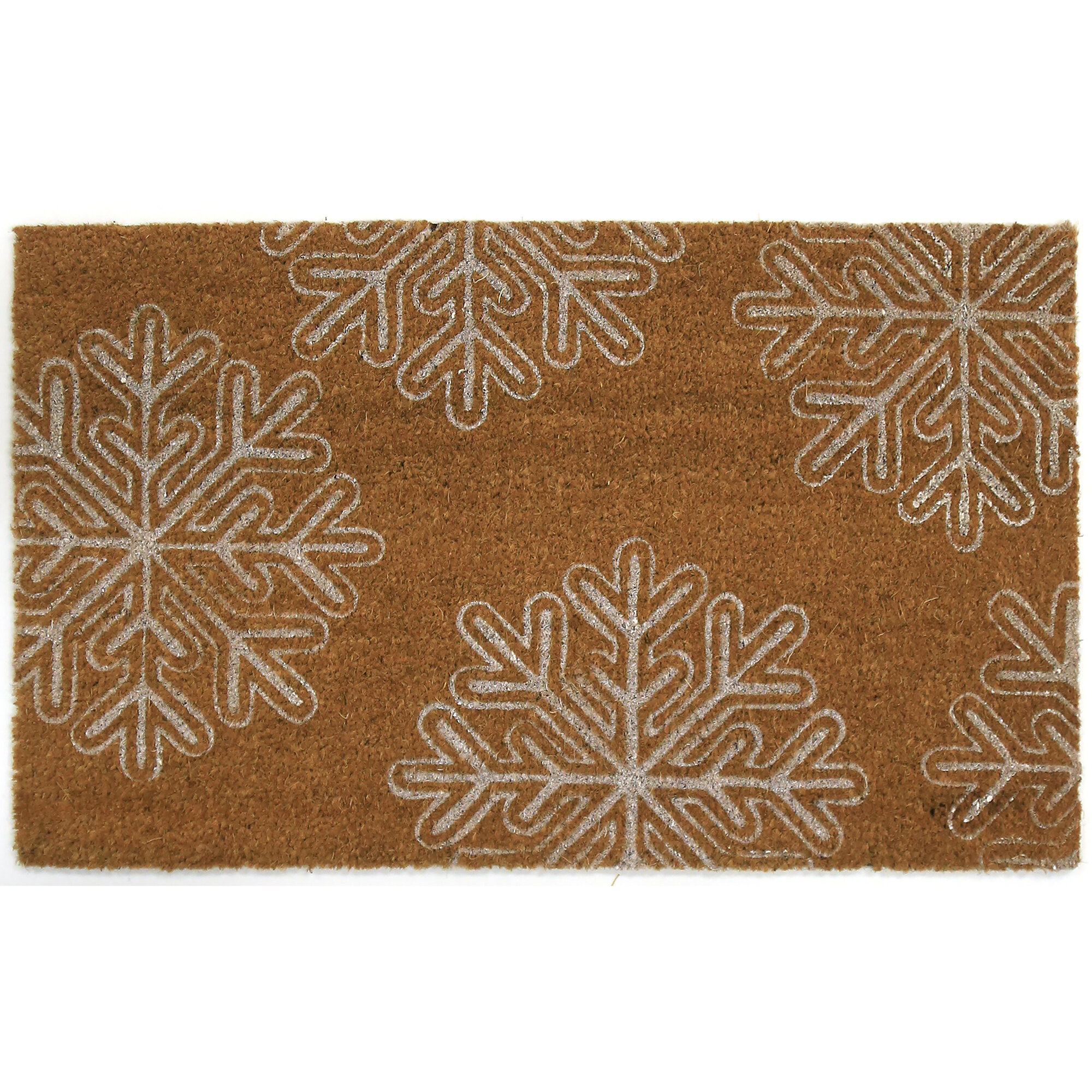 The Holiday Aisle Odin Snowflakes Natural Coir 30 In X 18 In Non