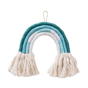 ZOONAI 2 Pack Macrame Cotton Tassel Garland Banner with Beads Wall Decor Woven Home Decoration for Bedroom Nursery Baby Kids Room