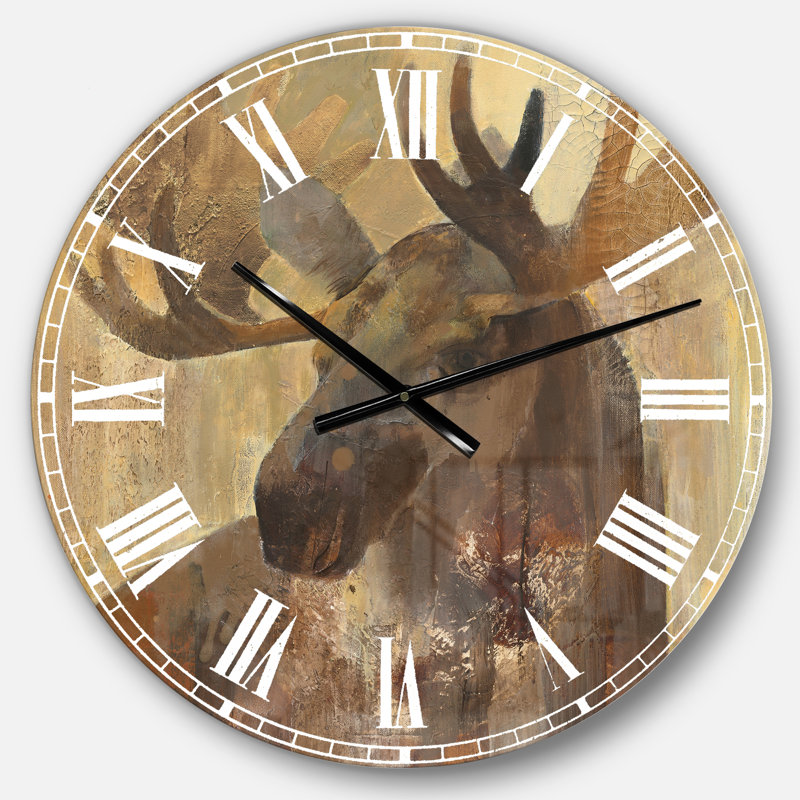 East Urban Home Oversized Farmhouse Into The Wild Moose Wall Clock Wayfair