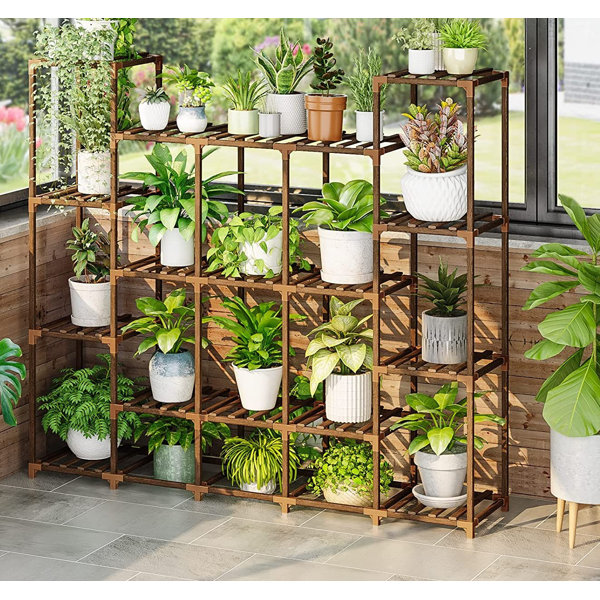 Arlmont & Co. Lagina Rectangular Multi-Tiered Eucalyptus Plant Stand ...