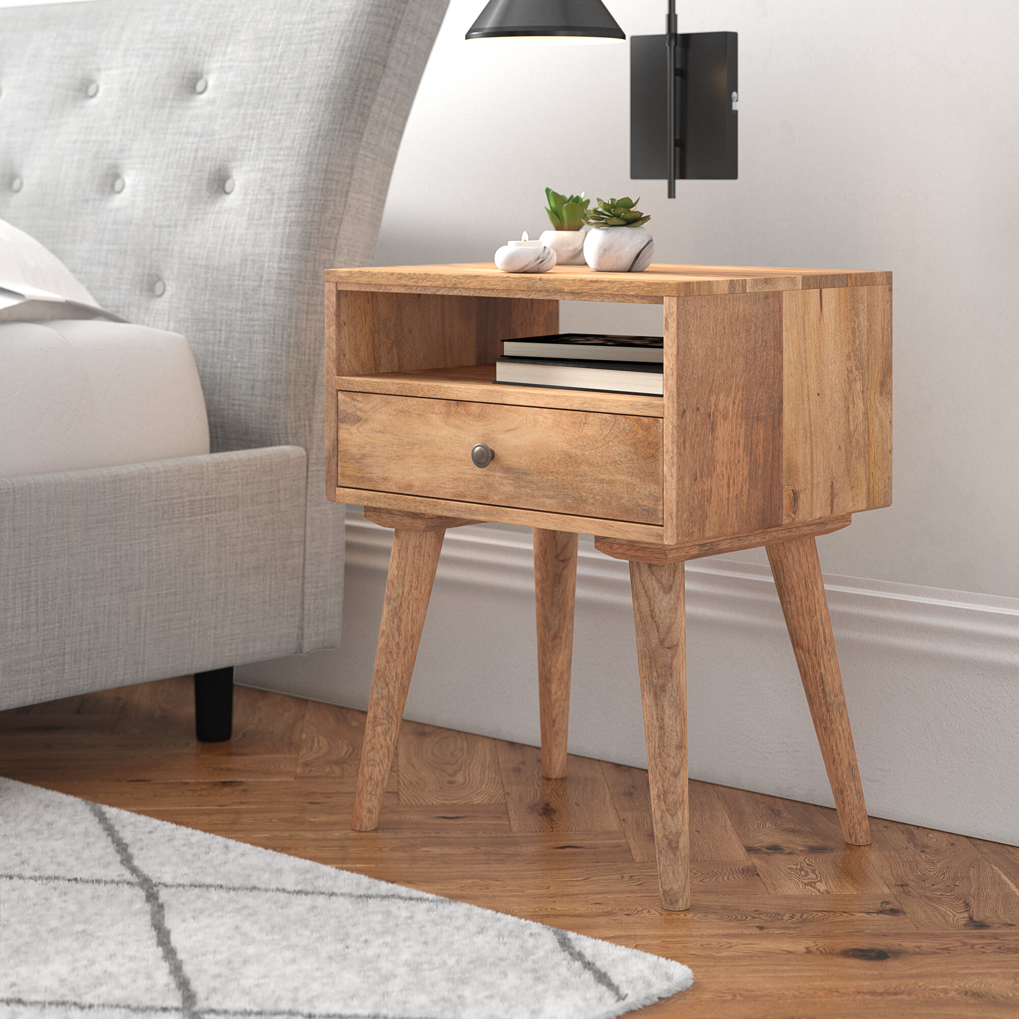 Bedside Tables With Drawers Wood / Haizhen Side Tables Solid Wood