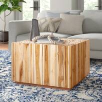 Industrial Lodge Home Cassius Solid Wood Drum Coffee Table Reviews Wayfair