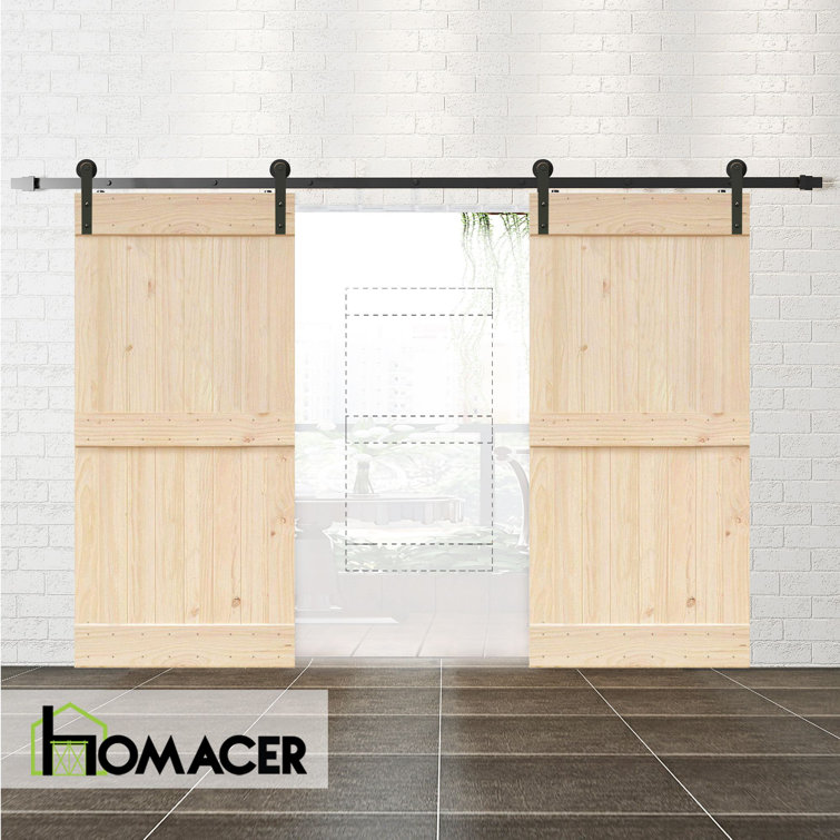Homacer Paneled Wood Barn Door With Installation Hardware Kit Reviews Wayfair