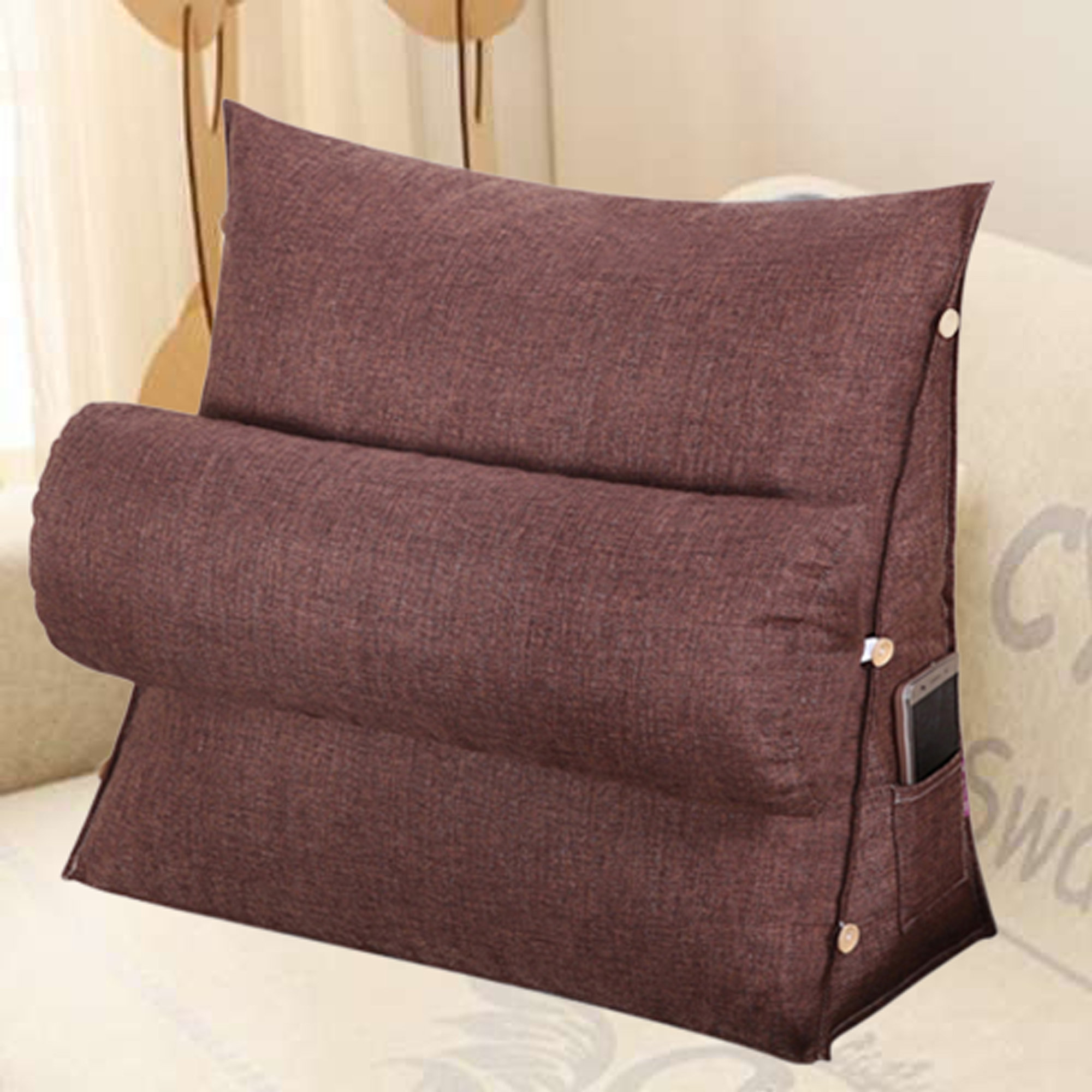 red backrest pillow