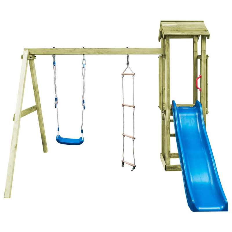 playhouse set with ladder slide and swings