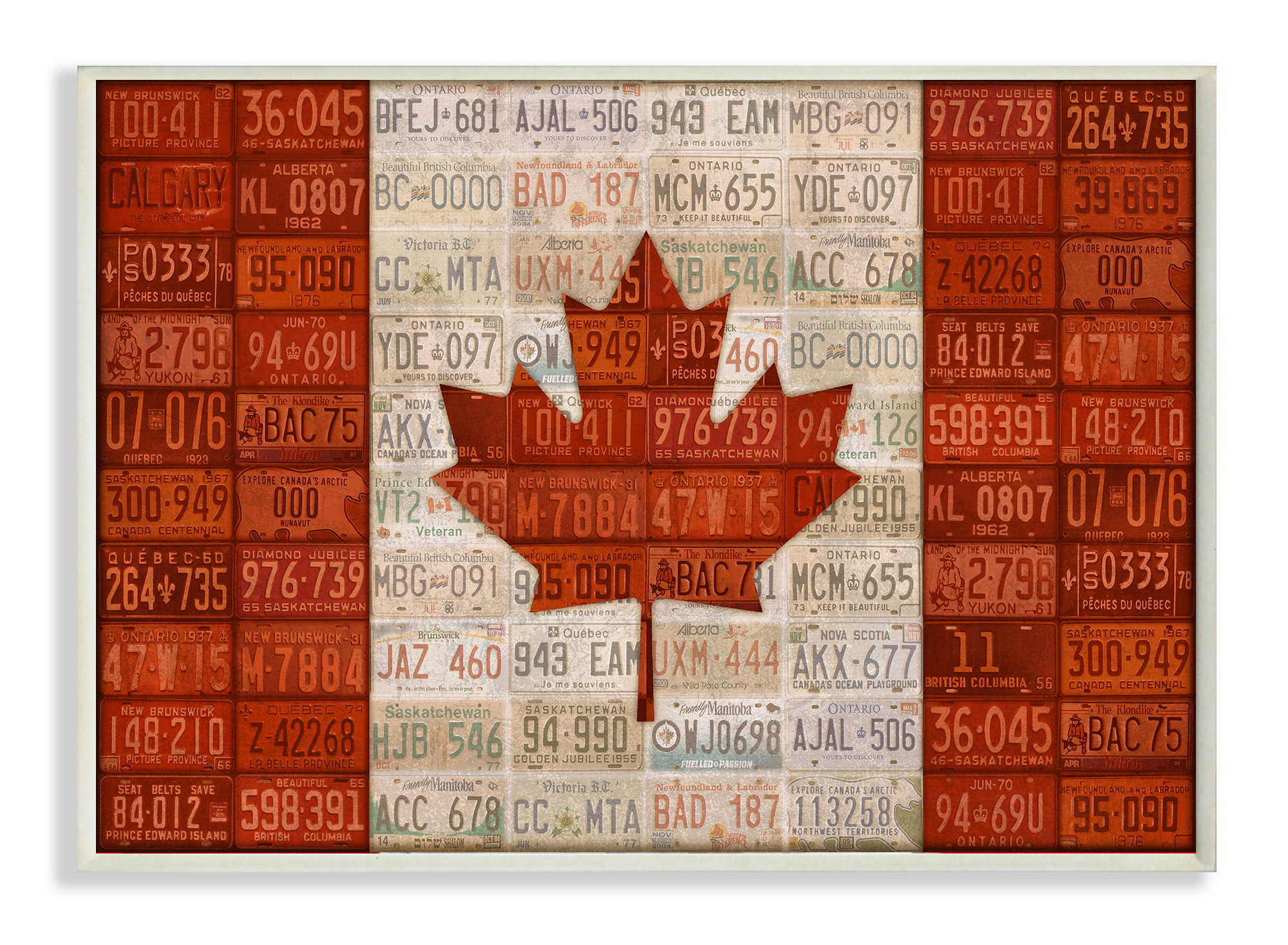 Stupell Industries Canadian Flag With License Plates Stretched Graphic Art On Canvas Wayfair