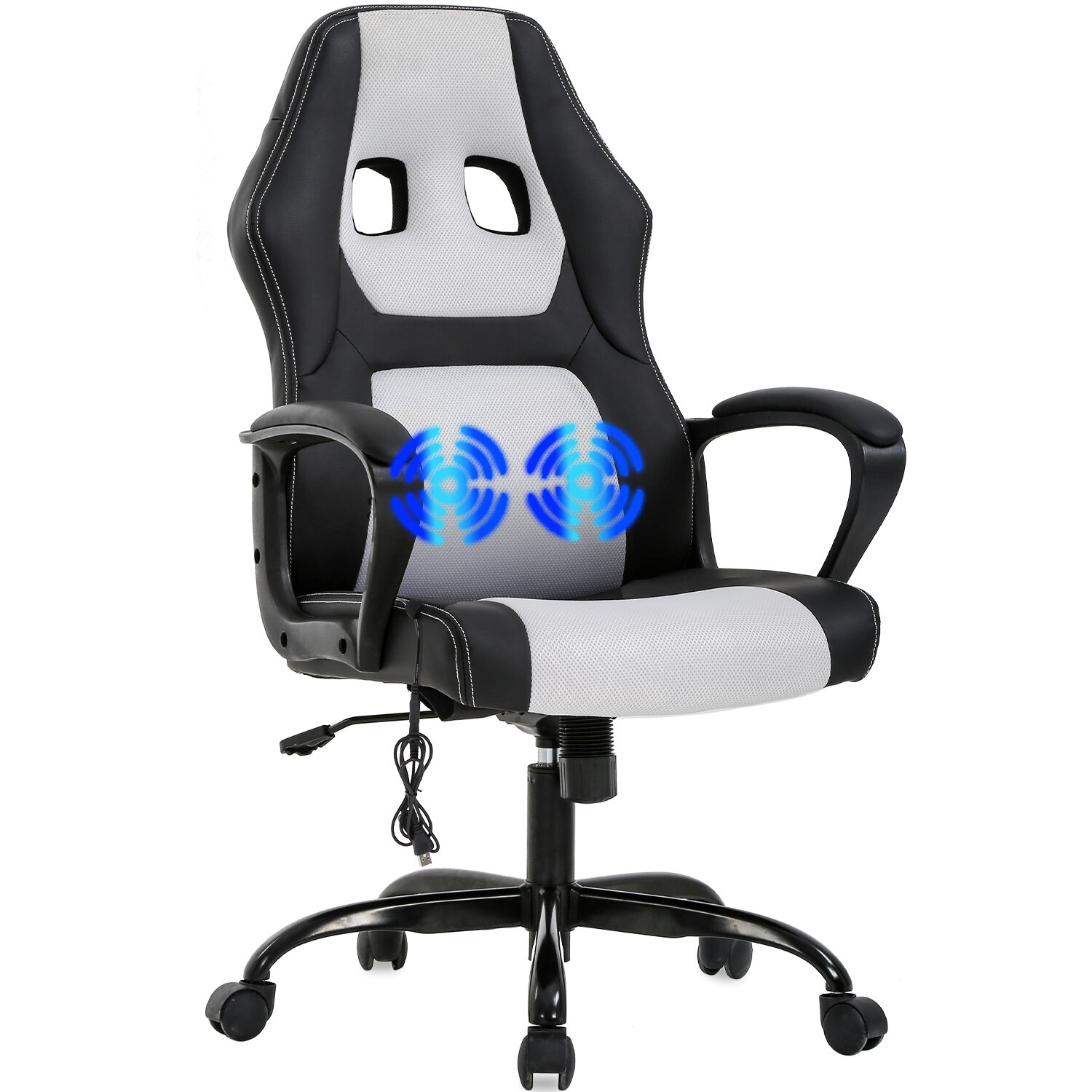 pc gaming chair massage office chair ergonomic desk chair adjustable pu  leather racing chair with lumbar support headrest armrest task rolling  swivel