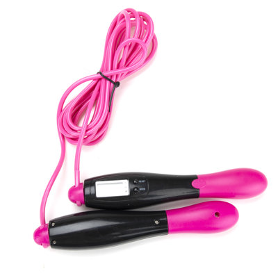 Adjustable Jump Rope with Digital Counter, Wire Cable, Tangle-Free Mind Reader Color: Pink