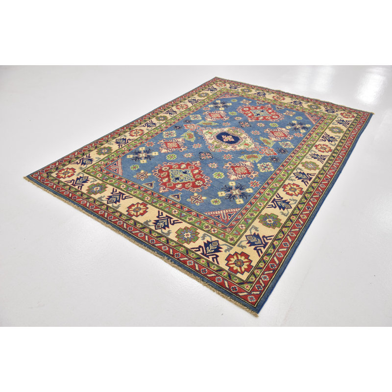 One-of-a-Kind Alayna Hand-Knotted 5'8" x 8' Wool Blue Area Rug