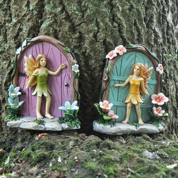 17 Stories 2 Piece Gedimias Floral Fairy Doors Set Wayfair Co Uk