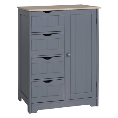 WHITE Twanna Bathroom Floor Cabinet, Freestanding Storage Cabinet for Entryway Storage