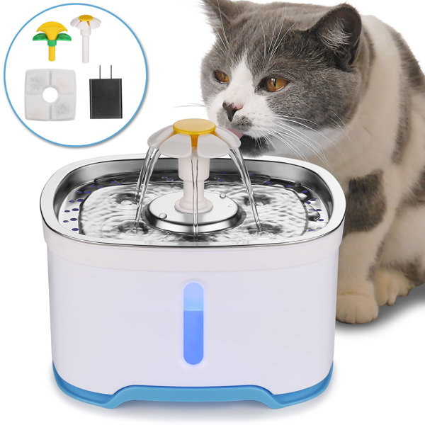 1.6L Dog Water Fountain for Pet Small Dogs Bird Bath Auto Circulating Electric Cat Water Fountain 1.6L Blue Water Fountain Indoor Water Fountain BPA Free Smart Cat Fountain Fresh Drinking Fountain Bowl Flower Water Dispenser 