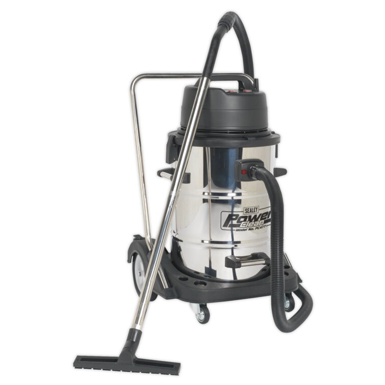 Sealey Stainless Steel Bagless Cylinder Vacuum Cleaner with Swivel Emptying