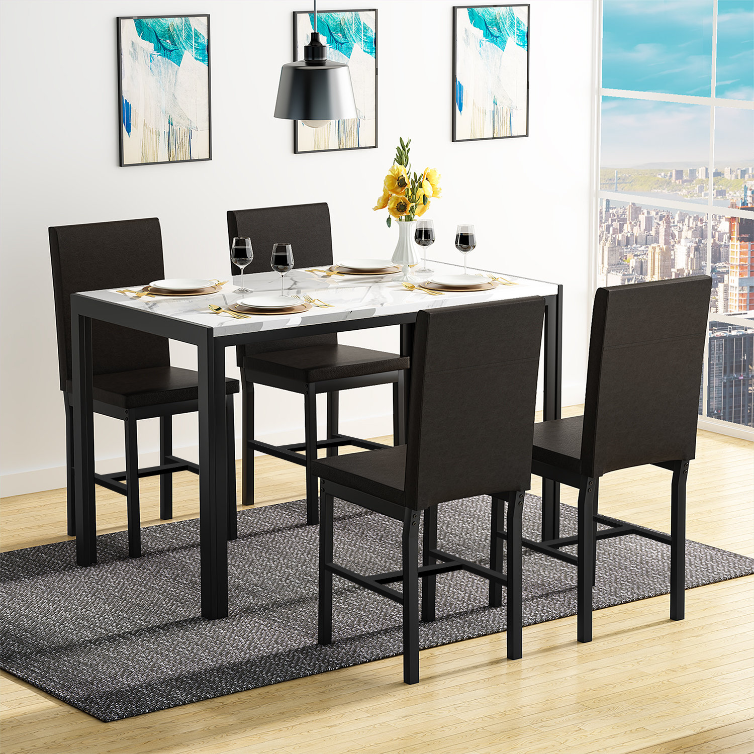 Latitude Run® Saulo 4 - Person Dining Set & Reviews | Wayfair