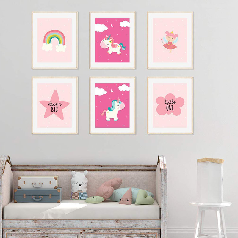 Harriet Bee Deaux Dream Big Little One Unicorn 6 Piece Set Paper Print Wayfair