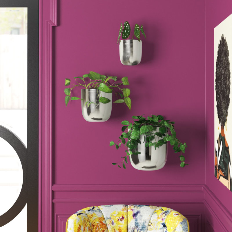 Magdalena 3-Piece Iron Indoor Outdoor Wall Planter Set Color: Silver