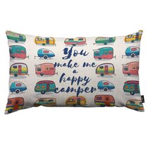 Happy Camper Square Throw Pillow Protector Case Housse de coussin Voiture Canapé Lit Décoration