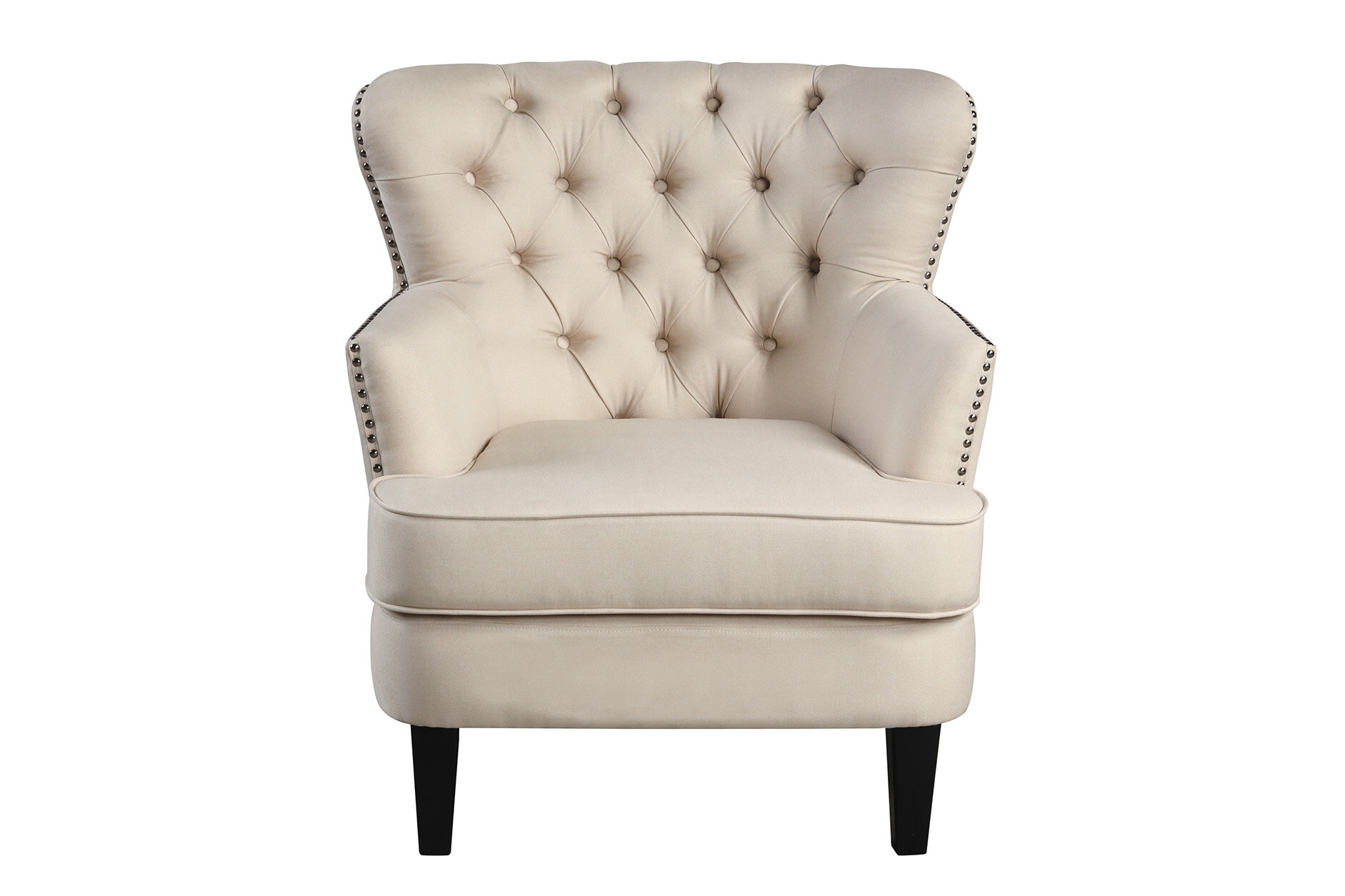 button tufted armchair