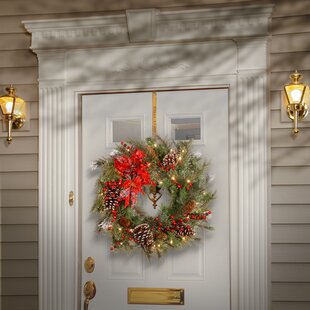 Lighted Poinsettia Christmas Outdoor Decoration with Stake Collections Etc