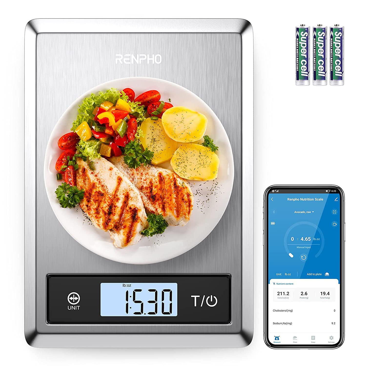 Digital Kitchen Food Scale for Nutrition Facts, Portion Control and Macros  with close to 1000 food codes by ZooVaa - 10-KDS-001G 