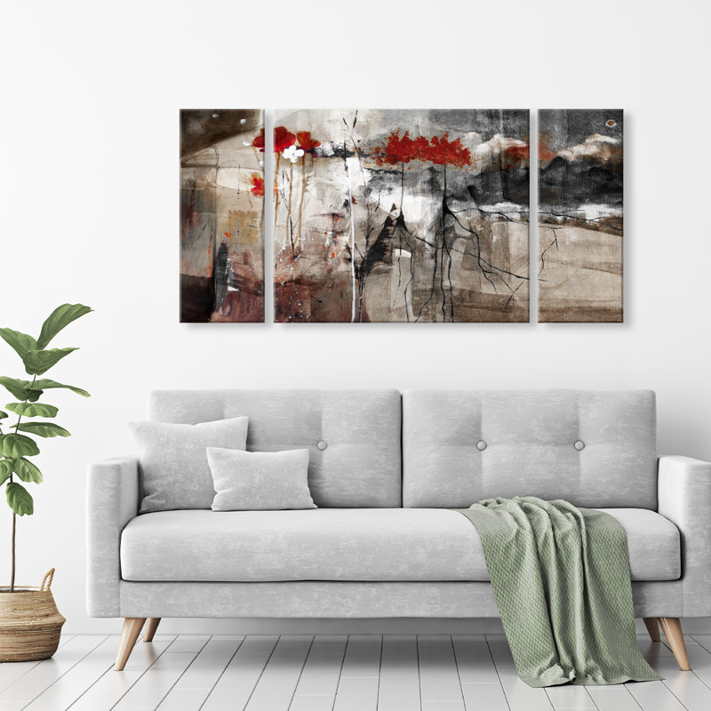 Wrought Studio Abstract 3 Piece Wrapped Canvas Print Set