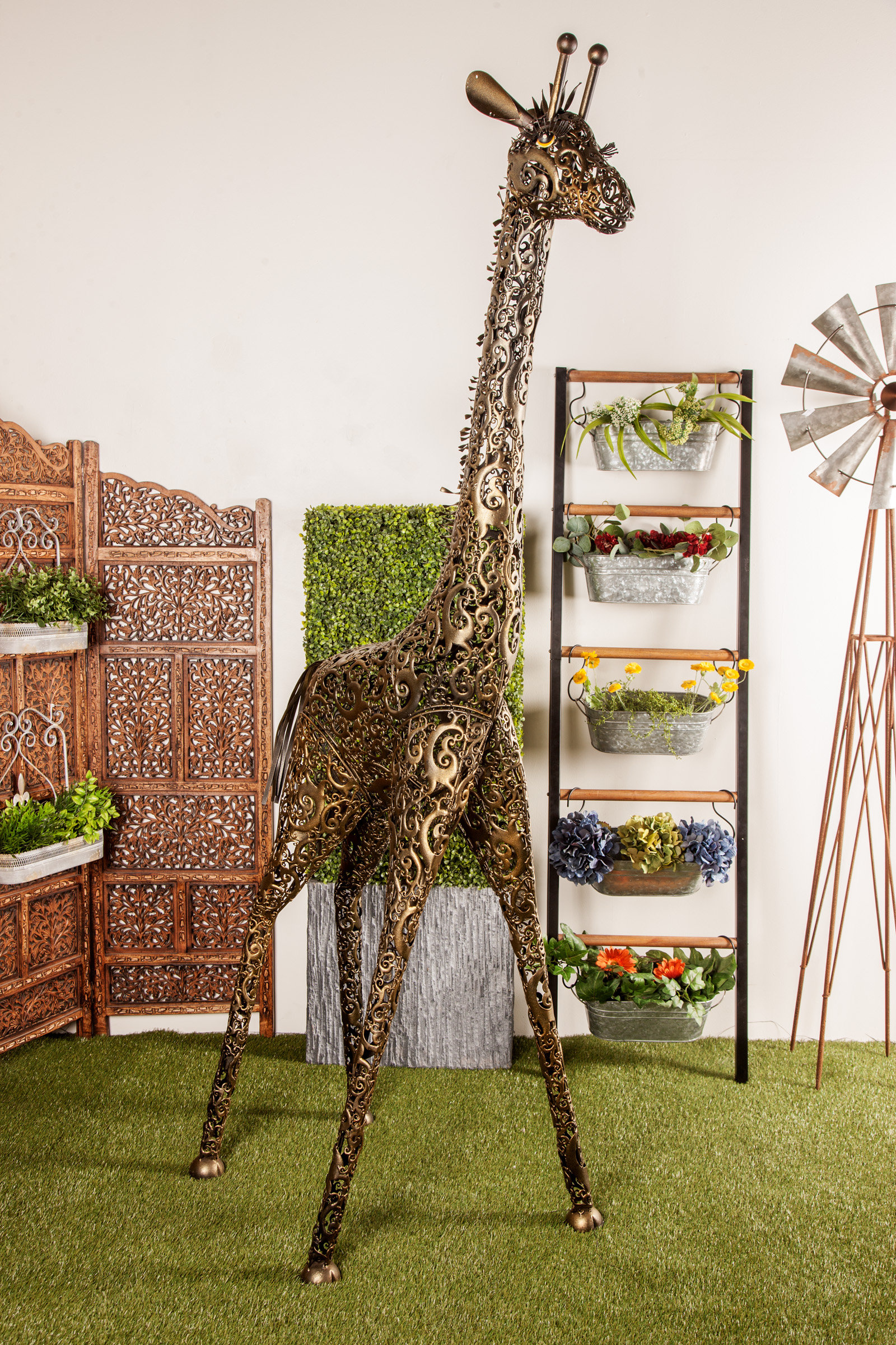 World Menagerie Heitman Giraffe Metal Statue Reviews Wayfair