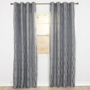 Wavelet Jacquard Abstract Semi-Sheer Grommet Curtain Panel (Set of 2)