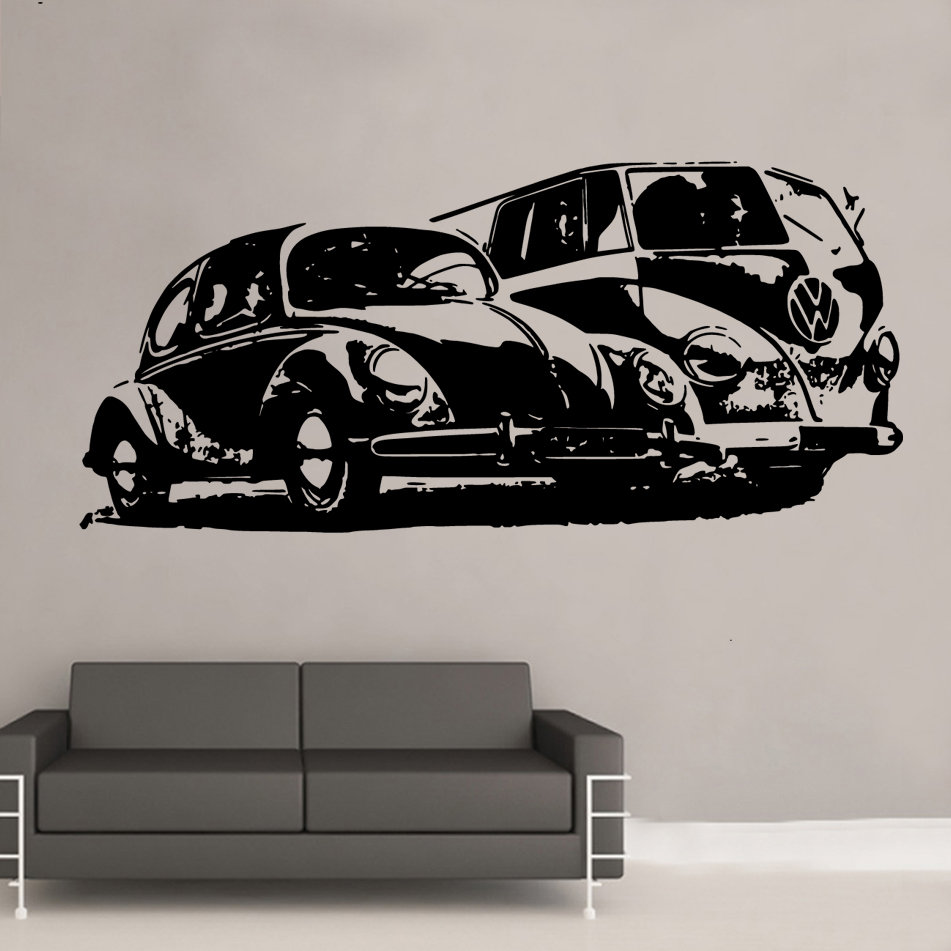 East Urban Home Splitscreen Camper Volkswagen Beetle Wall Sticker