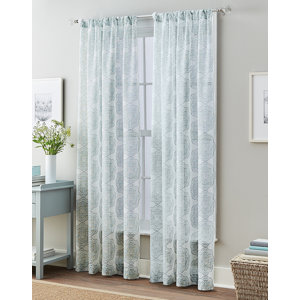 Rosewood Damask Sheer Rod Pocket Curtain Panels (Set of 2)