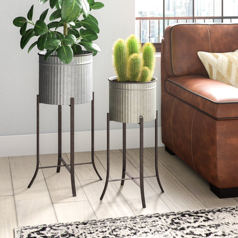 Trent Austin Design Brunelle 2-Piece Metal Pot Planter Set & Reviews ...