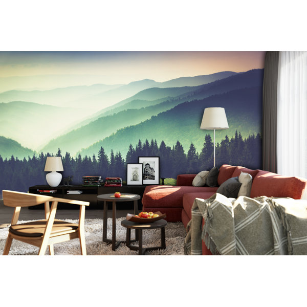Misty Forest Wall Mural Wayfair