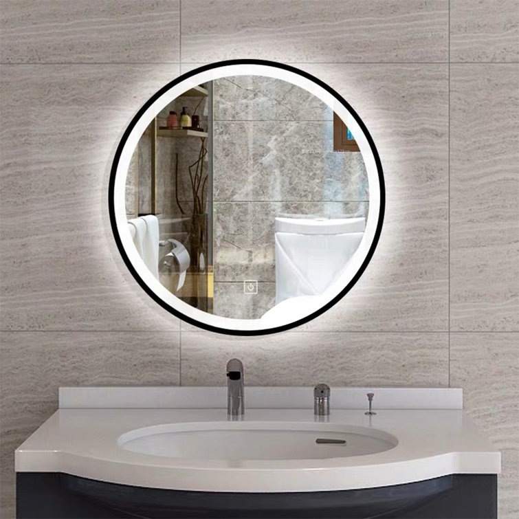 Light up round mirror