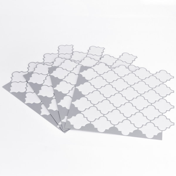 Quatrefoil 10 X 10 Resin Peel Stick Mosaic Tile In Gray White