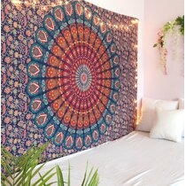 Blue Mandala Home Decor Tapestry Wall Hanging Indian Cotton Tapestries by ArtBoxStore Round Tapestry