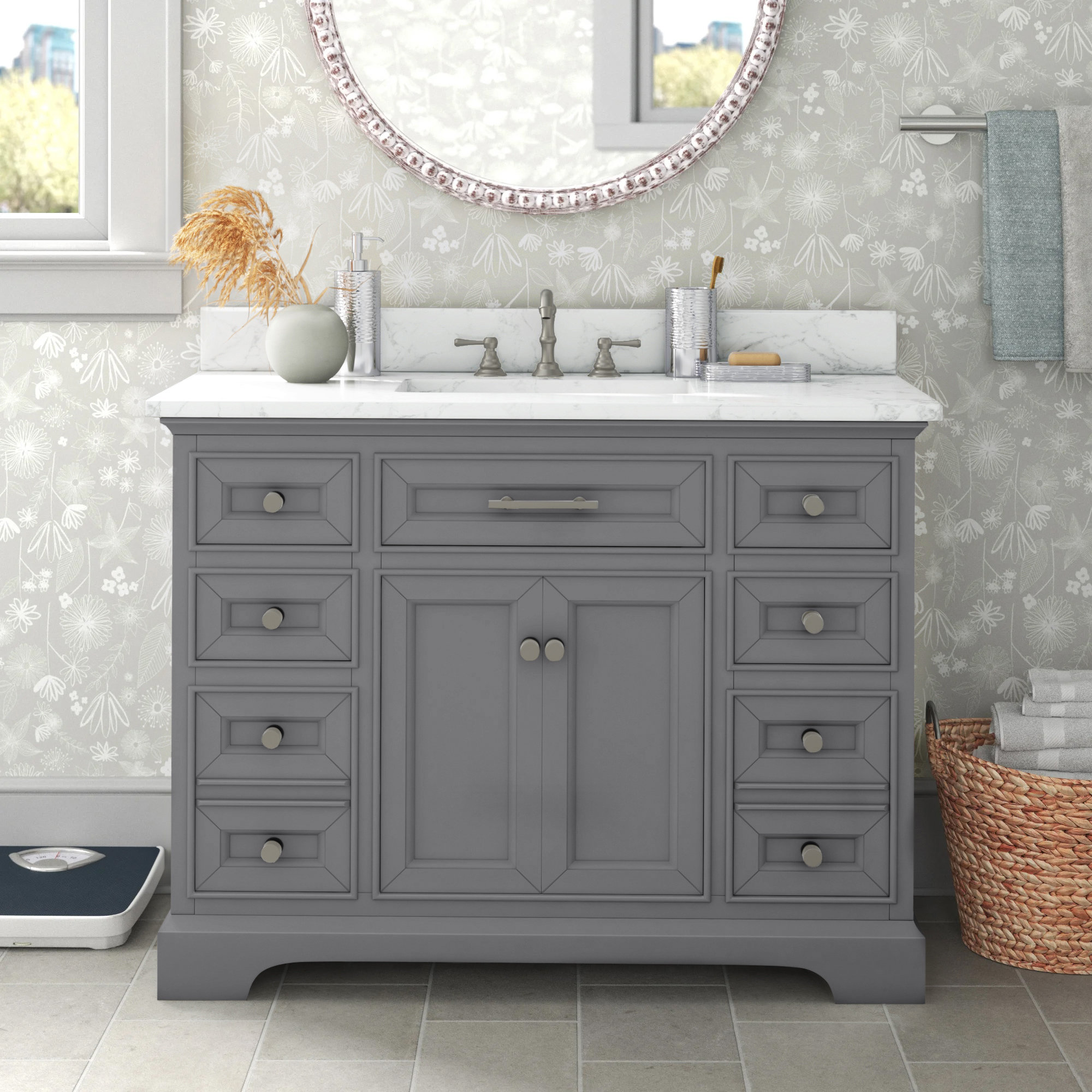 Three Posts Currahee 42'' Single Bathroom Vanity with Engineered Stone