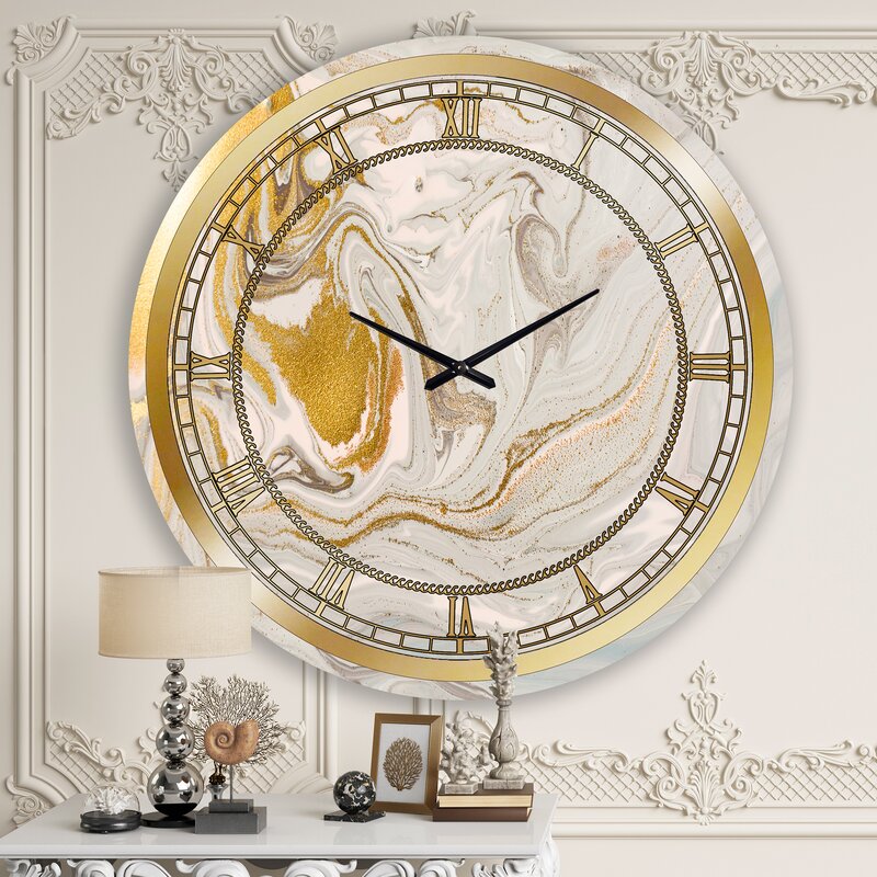 East Urban Home Oversized Glitter Marble Wall Clock | Wayfair