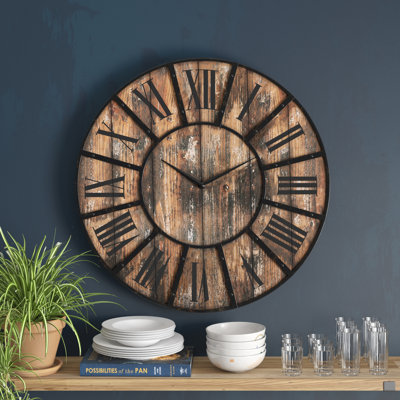 Sandia Brown Wooden Decorative Wall Clock with Black Accents